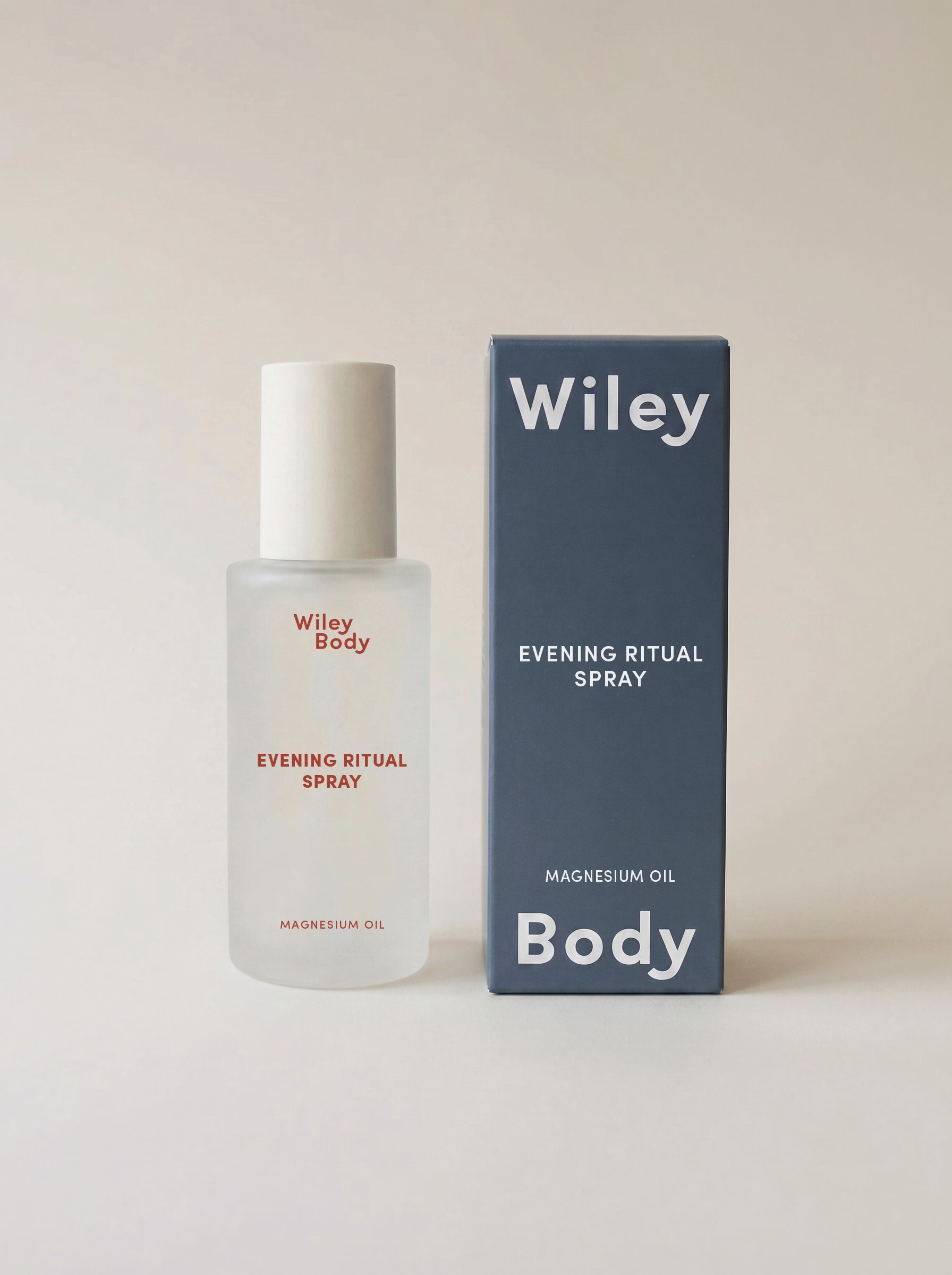 Wiley Body evening ritual spray bottle and packaging on a light background