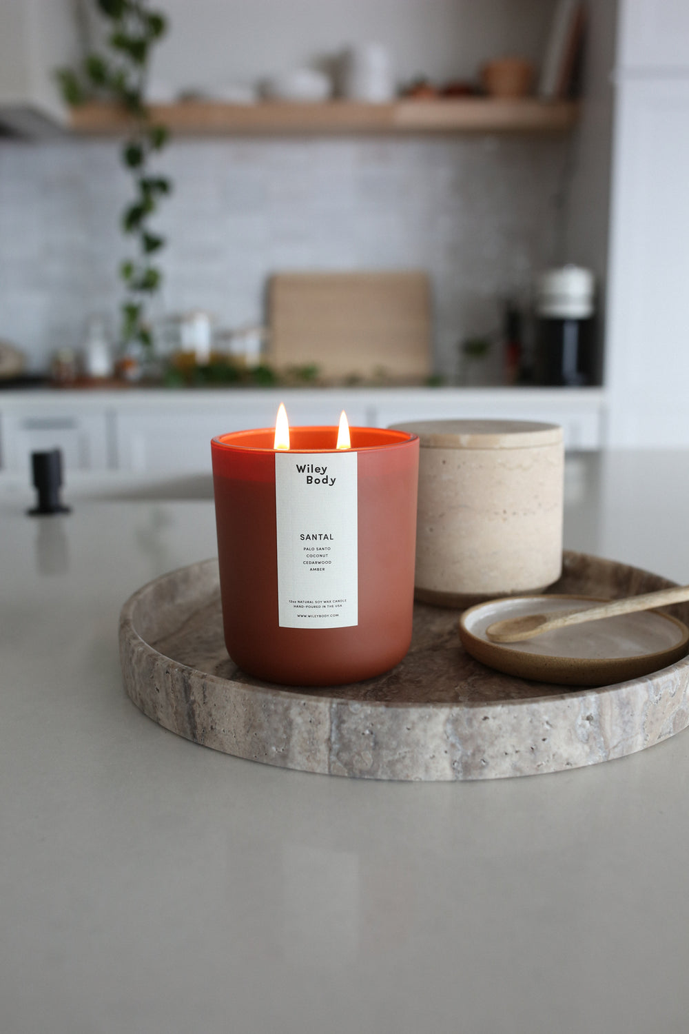 Chandelle Lait De Riz & Santal - Quartz Clair
